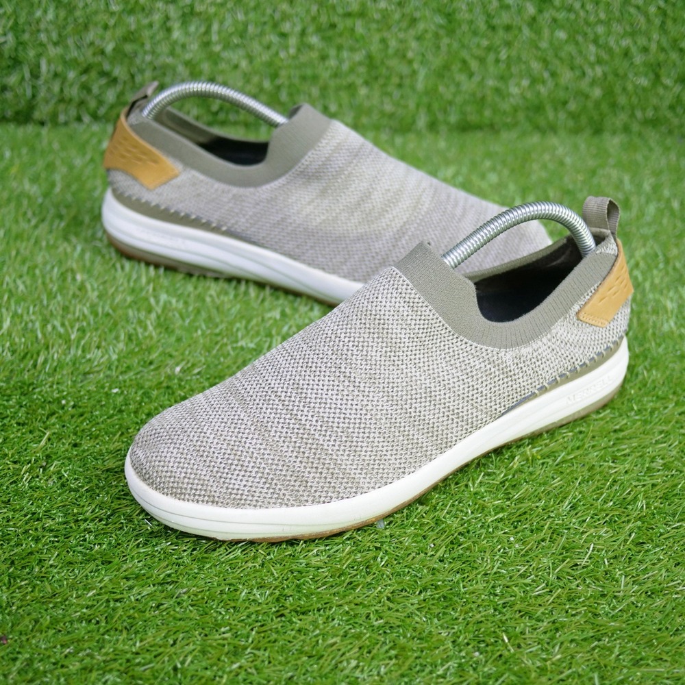 Merrell Cloud Knit Sneakers Taupe Green Slip On Vibram - Women Size 10
